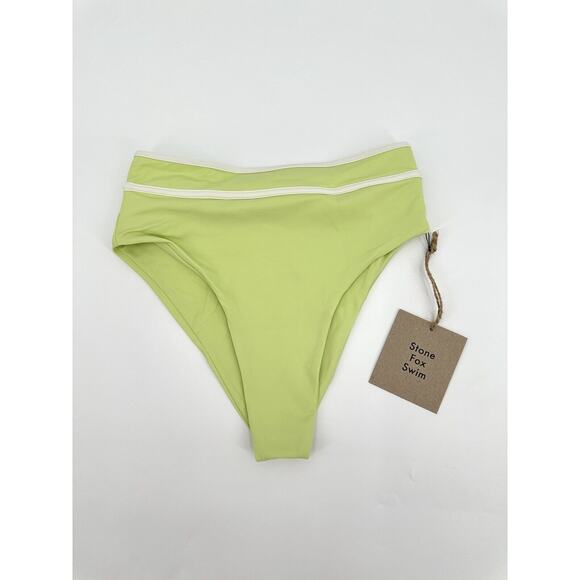 Stone Fox Swim High Rise Cheeky Bikini Swimsuit Bottom Lime Green Size Small NWT - Picture 1 of 3